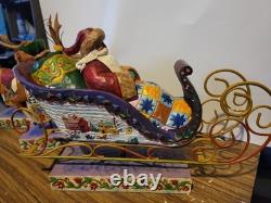 Jim Shore Santa Sleigh Delivering Joy & the 2 Dash Away Reindeer Original Boxes
