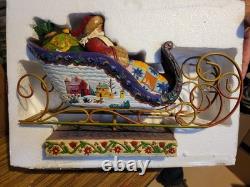 Jim Shore Santa Sleigh Delivering Joy & the 2 Dash Away Reindeer Original Boxes
