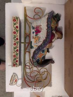 Jim Shore Santa Sleigh Delivering Joy & the One Dash Away Reindeer With Boxes