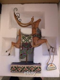 Jim Shore Santa Sleigh Delivering Joy & the One Dash Away Reindeer With Boxes