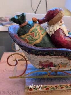 Jim Shore Santa Sleigh Delivering Joy & the One Dash Away Reindeer With Boxes