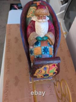 Jim Shore Santa Sleigh Delivering Joy & the One Dash Away Reindeer With Boxes