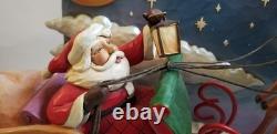 Jim Shore Santa Sleigh w Reindeer St. Nicholas Is On His Way LED Musical VGC