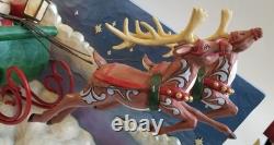 Jim Shore Santa Sleigh w Reindeer St. Nicholas Is On His Way LED Musical VGC
