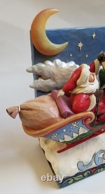 Jim Shore Santa Sleigh w Reindeer St. Nicholas Is On His Way LED Musical VGC