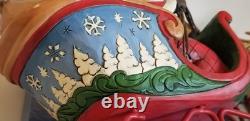 Jim Shore Santa Sleigh w Reindeer St. Nicholas Is On His Way LED Musical VGC