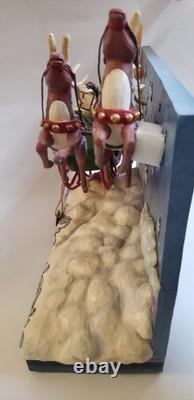 Jim Shore Santa Sleigh w Reindeer St. Nicholas Is On His Way LED Musical VGC