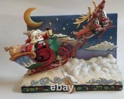 Jim Shore Santa Sleigh w Reindeer St. Nicholas Is On His Way LED Musical VGC