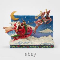 Jim Shore St. Nicholas is on His Way Santa Sleigh with Reindeer LED 6017012 Ne