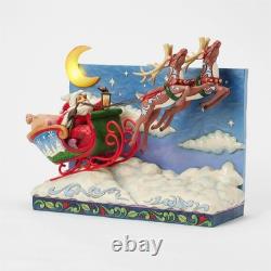 Jim Shore St. Nicholas is on His Way Santa Sleigh with Reindeer LED 6017012 Ne