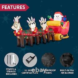 Joiedomi 9.5 ft Christmas Inflatable Reindeer Santa Claus on Sleigh, Inflatable