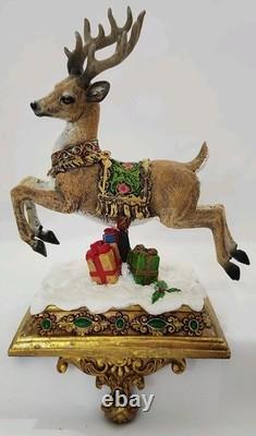 Joseph's Studio Stocking Holders Santa In Sleigh & Reindeer Set Of 2 No Box EC