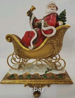 Joseph's Studio Stocking Holders Santa In Sleigh & Reindeer Set Of 2 No Box EC