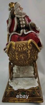 Joseph's Studio Stocking Holders Santa In Sleigh & Reindeer Set Of 2 No Box EC