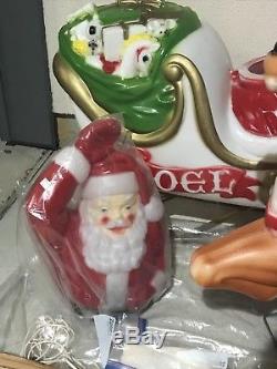 Judith Empire Santa Sleigh & Reindeer Blow Mold Lighted Yard Christmas Decor BOX