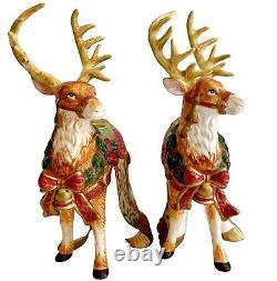 Kirkland Santa Sleigh Reindeer Candleholders Christmas Ceramic Set Of 4 Decor SS