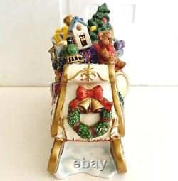 Kirkland Santa Sleigh Reindeer Candleholders Christmas Ceramic Set Of 4 Decor SS