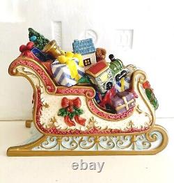 Kirkland Santa Sleigh Reindeer Candleholders Christmas Ceramic Set Of 4 Decor SS