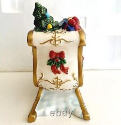 Kirkland Santa Sleigh Reindeer Candleholders Christmas Ceramic Set Of 4 Decor SS