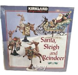 Kirkland Signature Rare Santa, Sleigh, and Reindeer Figurines 266018 Set Vintage