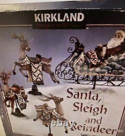 Kirkland Signature Santa Sleigh and 3 Reindeer Figurines Resin Rare Mint Jim