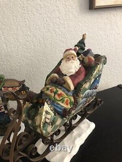 Kirkland Signature Santa Sleigh and 3 Reindeer Figurines Resin Rare Mint Jim