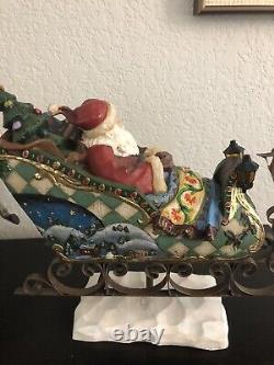 Kirkland Signature Santa Sleigh and 3 Reindeer Figurines Resin Rare Mint Jim