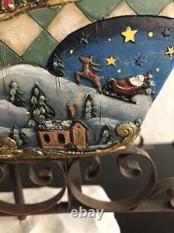 Kirkland Signature Santa Sleigh and 3 Reindeer Figurines Resin Rare Mint Jim
