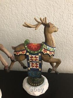 Kirkland Signature Santa Sleigh and 3 Reindeer Figurines Resin Rare Mint Jim