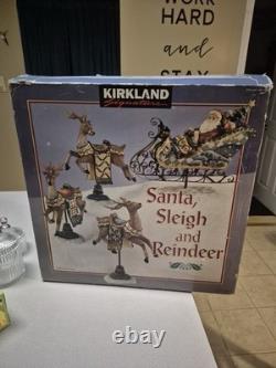 Kirkland Signature Santa Sleigh and Reindeer Christmas 9.5 Figurines- Set of 4