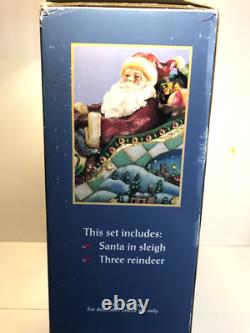 Kirkland Signature Santa Sleigh and Reindeer Christmas 9.5 Figurines- Set of 4