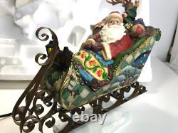 Kirkland Signature Santa Sleigh and Reindeer Christmas 9.5 Figurines- Set of 4