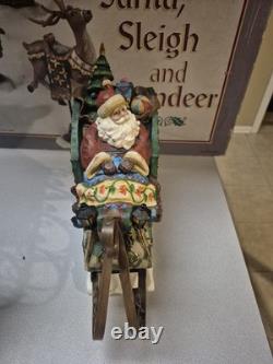 Kirkland Signature Santa Sleigh and Reindeer Christmas 9.5 Figurines- Set of 4