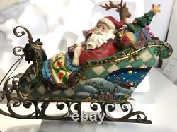 Kirkland Signature Santa Sleigh and Reindeer Christmas 9.5 Figurines- Set of 4