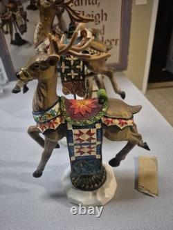 Kirkland Signature Santa Sleigh and Reindeer Christmas 9.5 Figurines- Set of 4