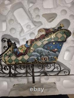 Kirkland Signature Santa Sleigh and Reindeer Christmas 9.5 Figurines- Set of 4