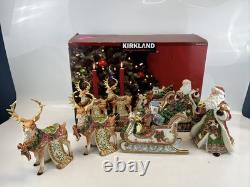 Kirkland Signature Santa and Sleigh with Reindeer Candle Holders With Box