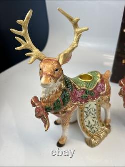 Kirkland Signature Santa and Sleigh with Reindeer Candle Holders With Box
