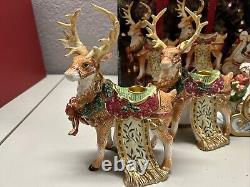 Kirkland Signature Santa and Sleigh with Reindeer Candle Holders With Box