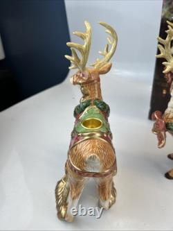 Kirkland Signature Santa and Sleigh with Reindeer Candle Holders With Box