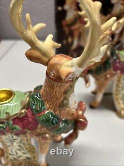 Kirkland Signature Santa and Sleigh with Reindeer Candle Holders With Box