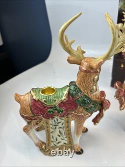 Kirkland Signature Santa and Sleigh with Reindeer Candle Holders With Box