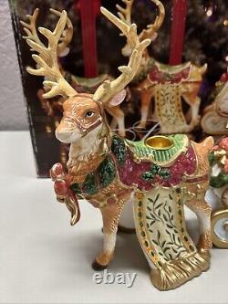 Kirkland Signature Santa and Sleigh with Reindeer Candle Holders With Box