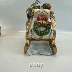 Kirkland Signature Santa and Sleigh with Reindeer Candle Holders With Box