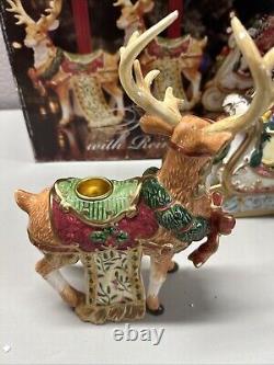 Kirkland Signature Santa and Sleigh with Reindeer Candle Holders With Box