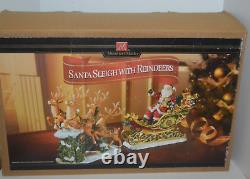 Kirklands Christmas Ceramic Santa's Sleigh & Reindeers LG Centerpiece Figurine