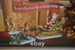 Kirklands Christmas Ceramic Santa's Sleigh & Reindeers LG Centerpiece Figurine