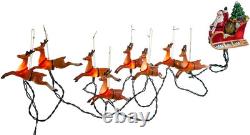 Kurt Adler 10-Light Santa Sleigh and Reindeer Light Set