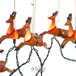 Kurt Adler 10-Light Santa Sleigh and Reindeer Light Set