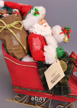 Kurt Adler Fabriché 10-Inch Santa in Sleigh with Deer Tablepiece